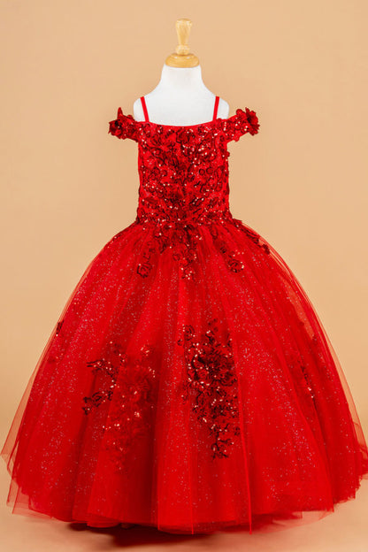 Embellished Boat Neckline Kids Mini Quince Dress by Elizabeth K - GK121