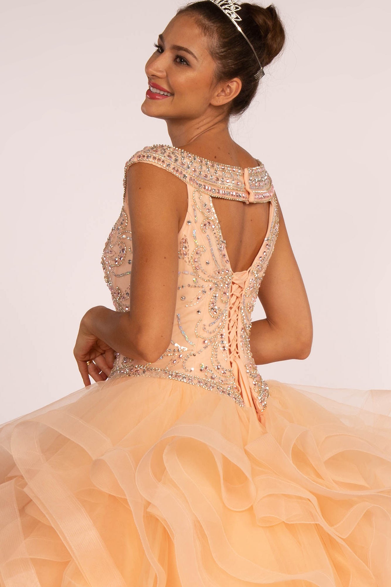 Elizabeth K - GL1600 - Embellished Bodice Tulle Quinceanera Dress