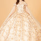 Elizabeth K - GL1970 - Glitter Mesh Cut-Away Shoulder Ballgown Quinceanera Dress