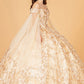 Elizabeth K - GL1970 - Glitter Mesh Cut-Away Shoulder Ballgown Quinceanera Dress