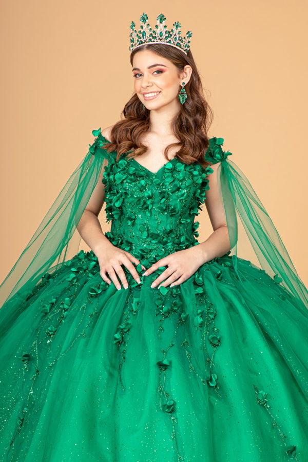 Elizabeth K - GL1974 - Embellished Cap Sleeve V-Neck Quinceanera Dress