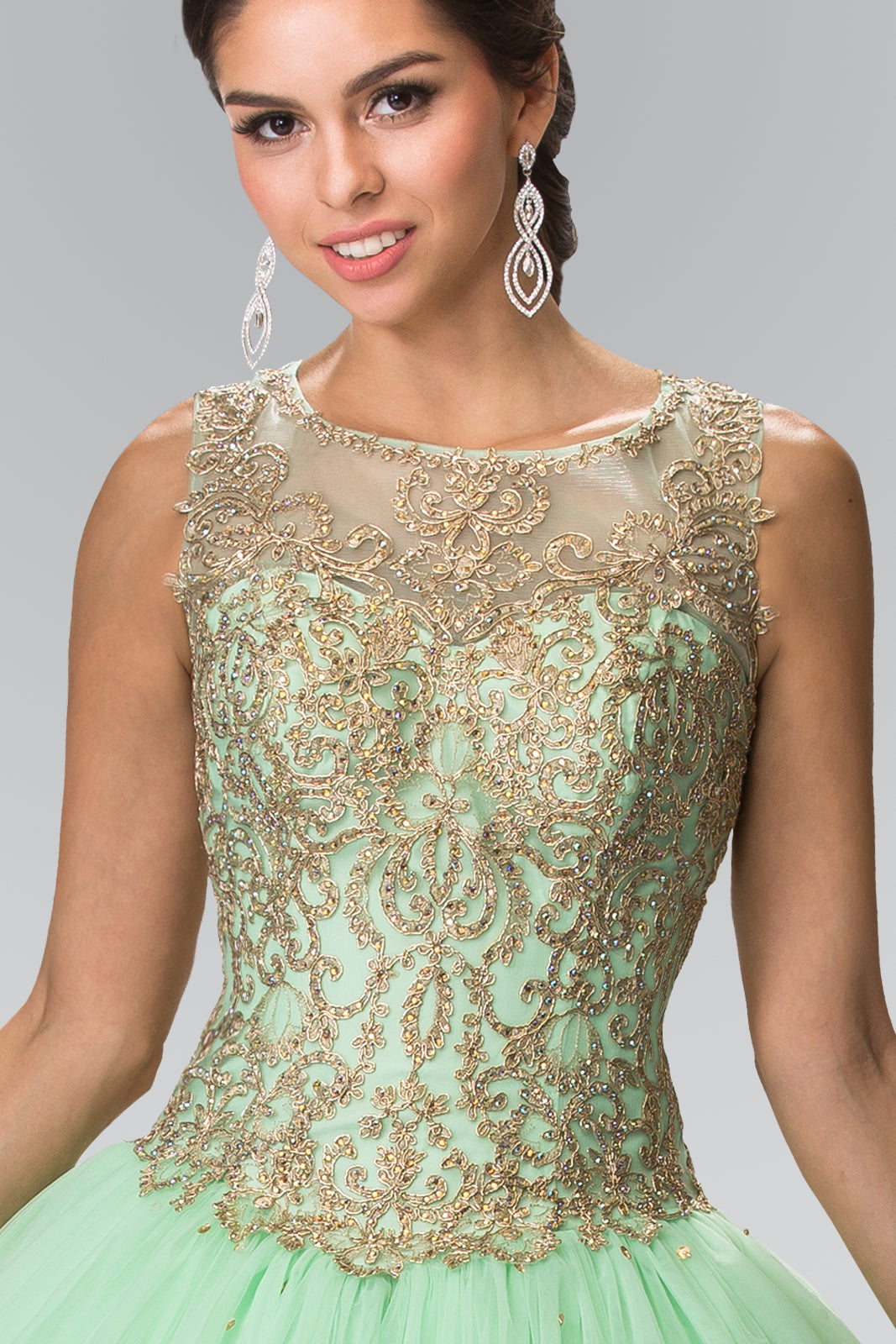 Elizabeth K - GL2207 - Illusion Sleeveless Quinceanera Dress