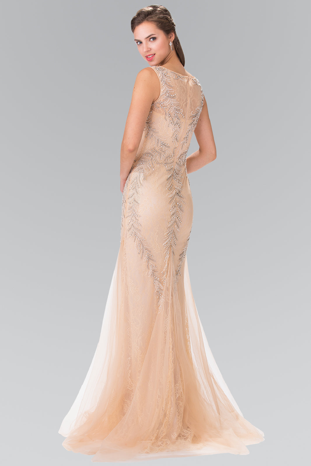 Beaded Lace Boat-Neck Mermaid Dress by Elizabeth K - GL2289 - Special Occasion