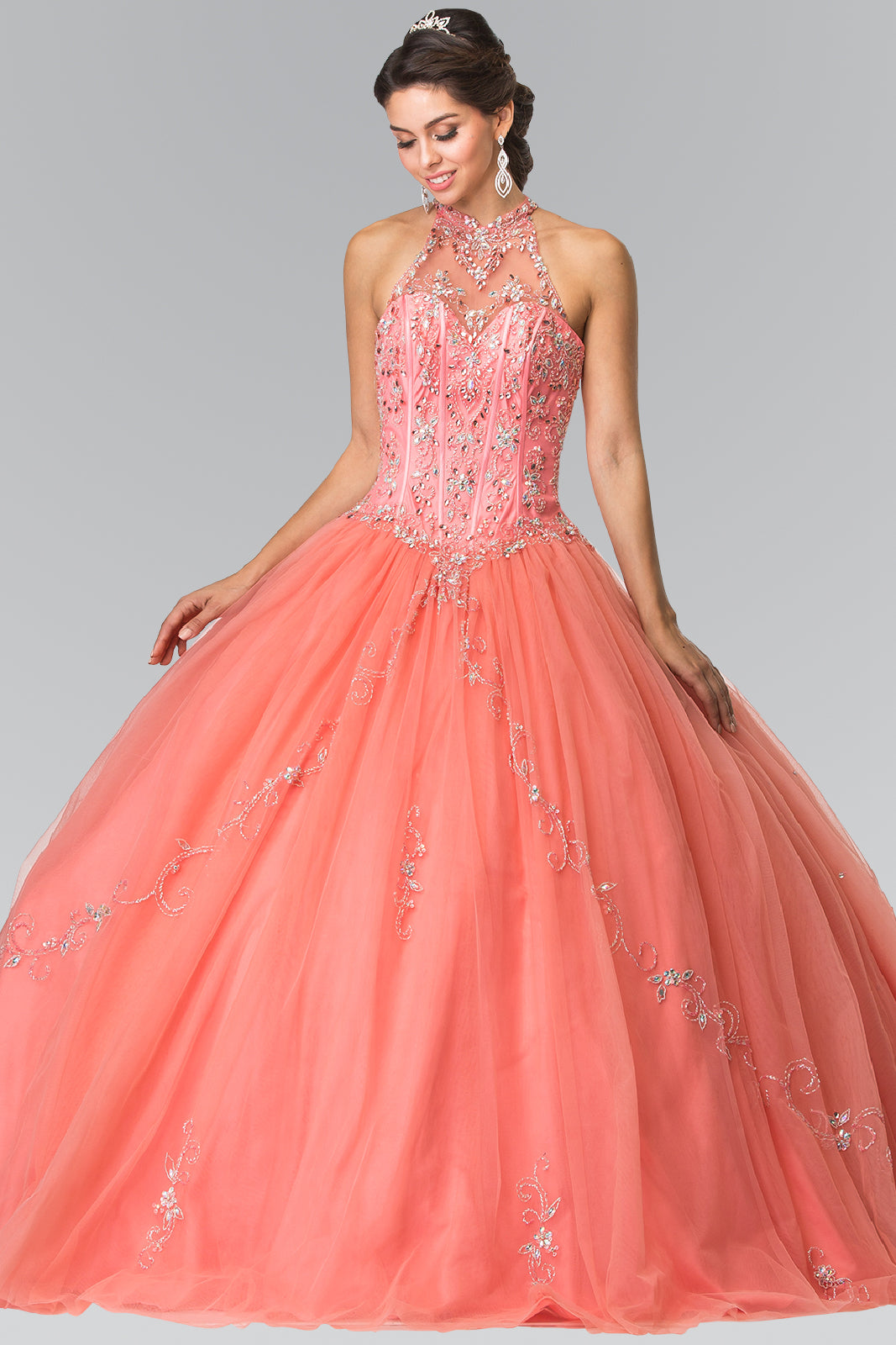 Elizabeth K - GL2348 - Embellished Sleeveless Tulle Quinceanera Dress