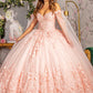 Butterfly Applique Glitter Quinceanera Gown w/ Long Mesh Layer by Elizabeth K - GL3110