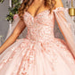 Butterfly Applique Glitter Quinceanera Gown w/ Long Mesh Layer by Elizabeth K - GL3110