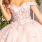 3-D Flower Off-Shoulder Sweetheart Neckline Quinceanera Dress by Elizabeth K - GL3182