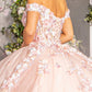 3-D Flower Off-Shoulder Sweetheart Neckline Quinceanera Dress by Elizabeth K - GL3182