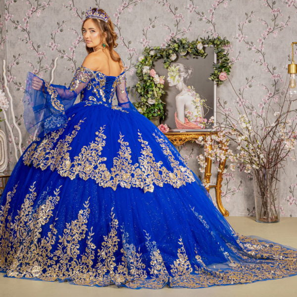 Sequin Off Shoulder Quinceanera Dress by Elizabeth K - GL3184