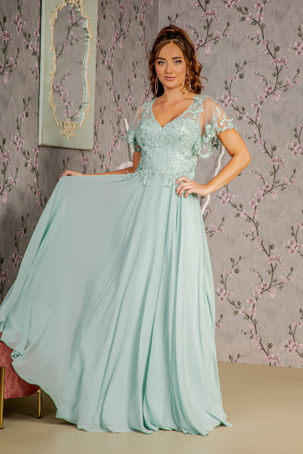 Embroidery Chiffon Sweetheart Women Formal Dress by GLS by Gloria - GL3352 - Special Occasion/Curves