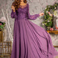 Floral Embroidery Long Sleeve A-Line Women Formal Dress by GLS by Gloria - GL3363 - Special Occasion/Curves