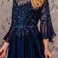 Sequin Chiffon 3/4 Sleeve A-Line Women Formal Dress by GLS by Gloria - GL3434 - Special Occasion/Curves