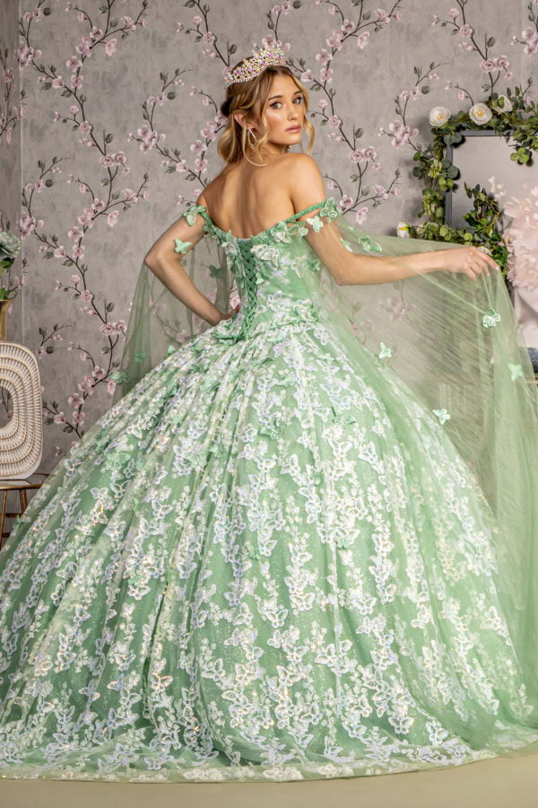 Jewel 3D Butterfly Off The Shoulder Quinceanera Dress by GLS by Gloria - GL3451