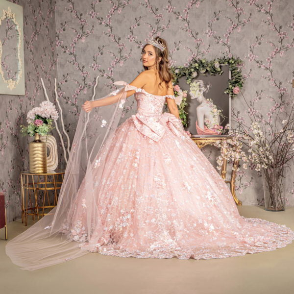 Sequin Off Shoulder Sweetheart Neck Quinceanera Dress by GLS by Gloria - GL3465