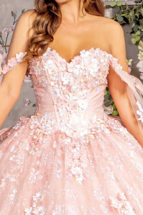 Sequin Off Shoulder Sweetheart Neck Quinceanera Dress by GLS by Gloria - GL3465