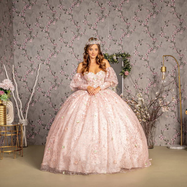 Embroidery Puff Sleeves Sweetheart Quinceanera Dress by GLS by Gloria - GL3466