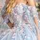 3D Flower Off Shoulder Glitter Quinceanera Dress by GLS by Gloria - GL3468