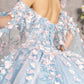 3D Flower Off Shoulder Glitter Quinceanera Dress by GLS by Gloria - GL3468