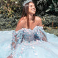 3D Flower Off Shoulder Glitter Quinceanera Dress by GLS by Gloria - GL3468