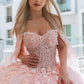 3D Flower Off Shoulder Glitter Quinceanera Dress by GLS by Gloria - GL3468