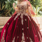 Embroidery Velvet Sweetheart Neckline Quinceanera Dress by GLS by Gloria - GL3471