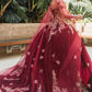 Embroidery Velvet Sweetheart Neckline Quinceanera Dress by GLS by Gloria - GL3471