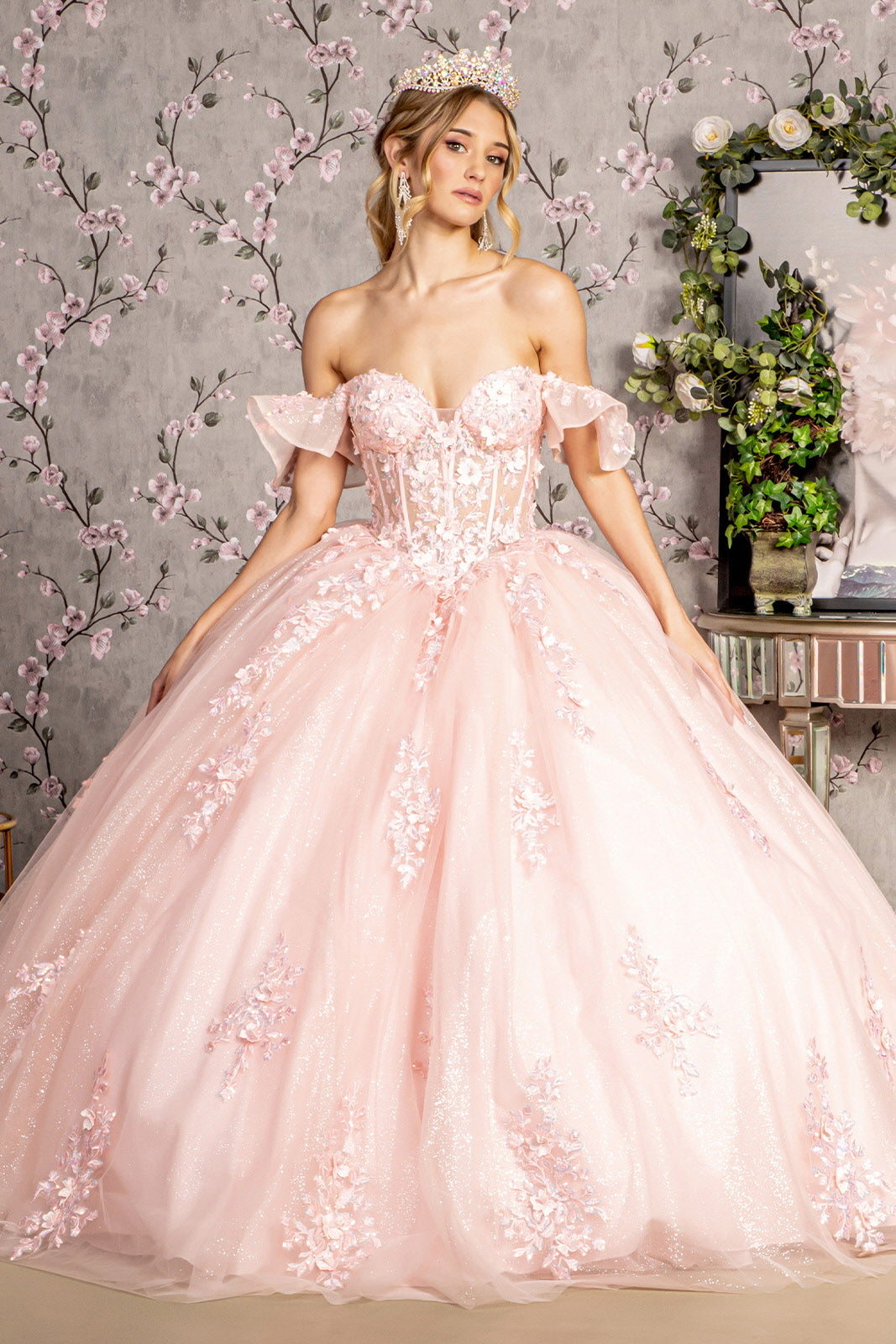 Sequin Off-Shoulder Sweetheart Quinceanera Dress by GLS by Gloria - GL3475