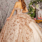Metallic 3D Flower Off Shoulder Quinceanera Dress by GLS by Gloria - GL3485