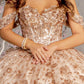 Metallic 3D Flower Off Shoulder Quinceanera Dress by GLS by Gloria - GL3485