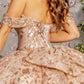 Metallic 3D Flower Off Shoulder Quinceanera Dress by GLS by Gloria - GL3485