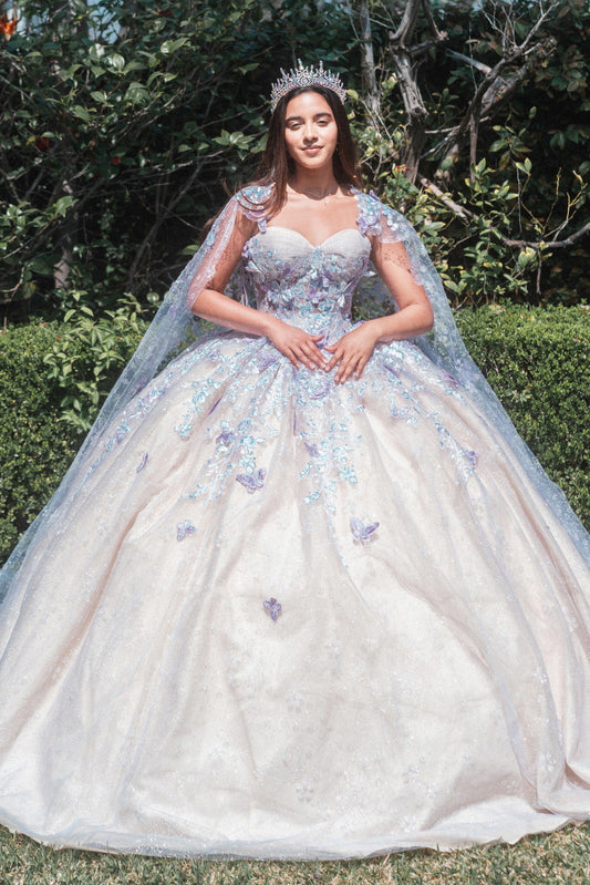 3D Butterfly Off The Shoulder Quinceanera Dress by GLS by Gloria - GL3501