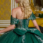 Glitter V-Neckline Tulle Quinceanera Dress by Elizabeth K - GL3636