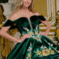 Organza Off Shoulder Velvet Quinceanera Dress by Elizabeth K - GL3637