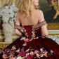 Embroidery Off Shoulder Velvet Quinceanera Dress by Elizabeth K - GL3638