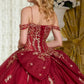 Glitter Cut-Away Shoulder Sequin Quinceanera Dress by Elizabeth K - GL3639