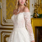 Embroidery Long Sleeve A-Line Wedding Gown GLS by Gloria - GL3653
