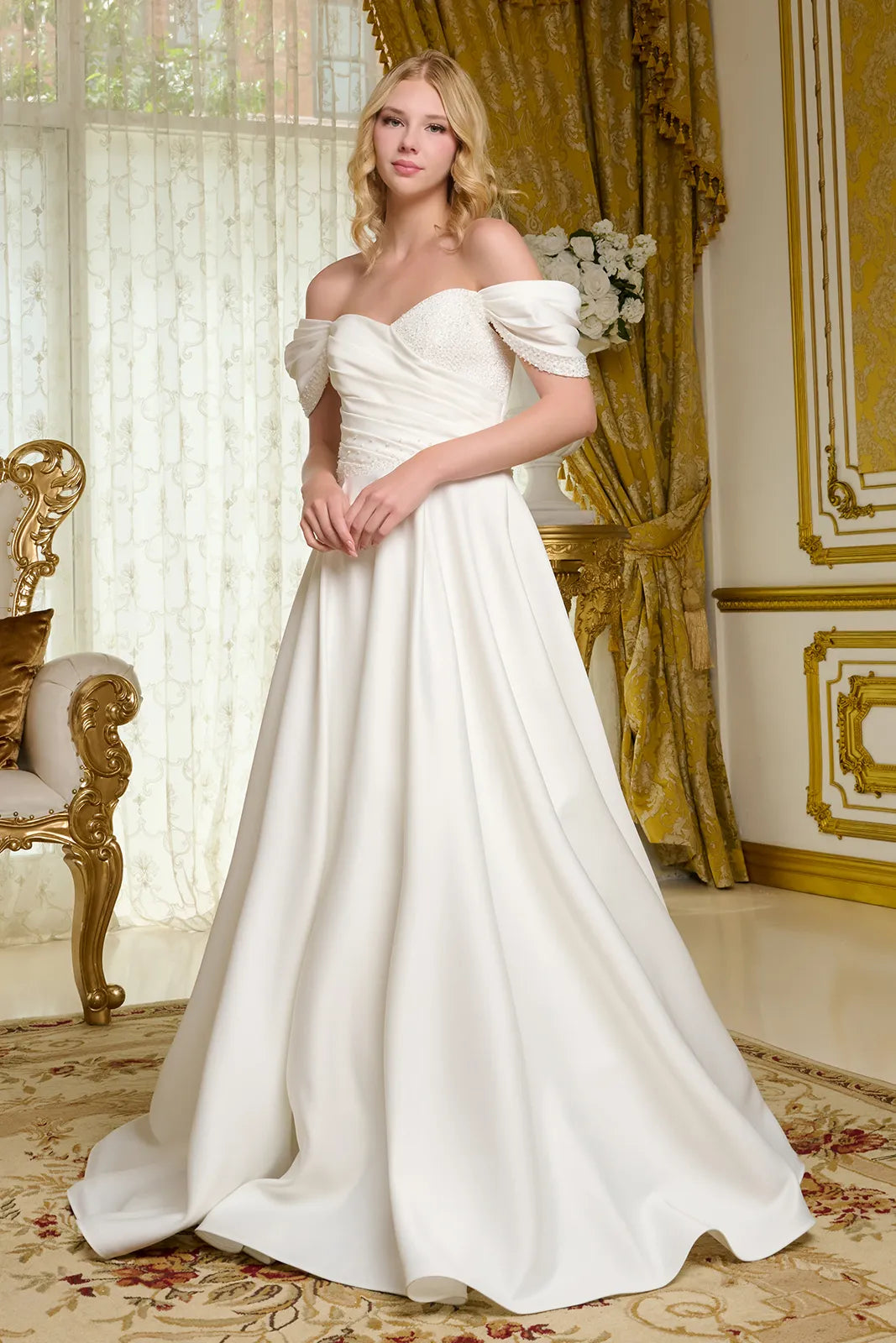 Embellished Bodice V-Neckline Wedding Gown GLS by Gloria - GL3655