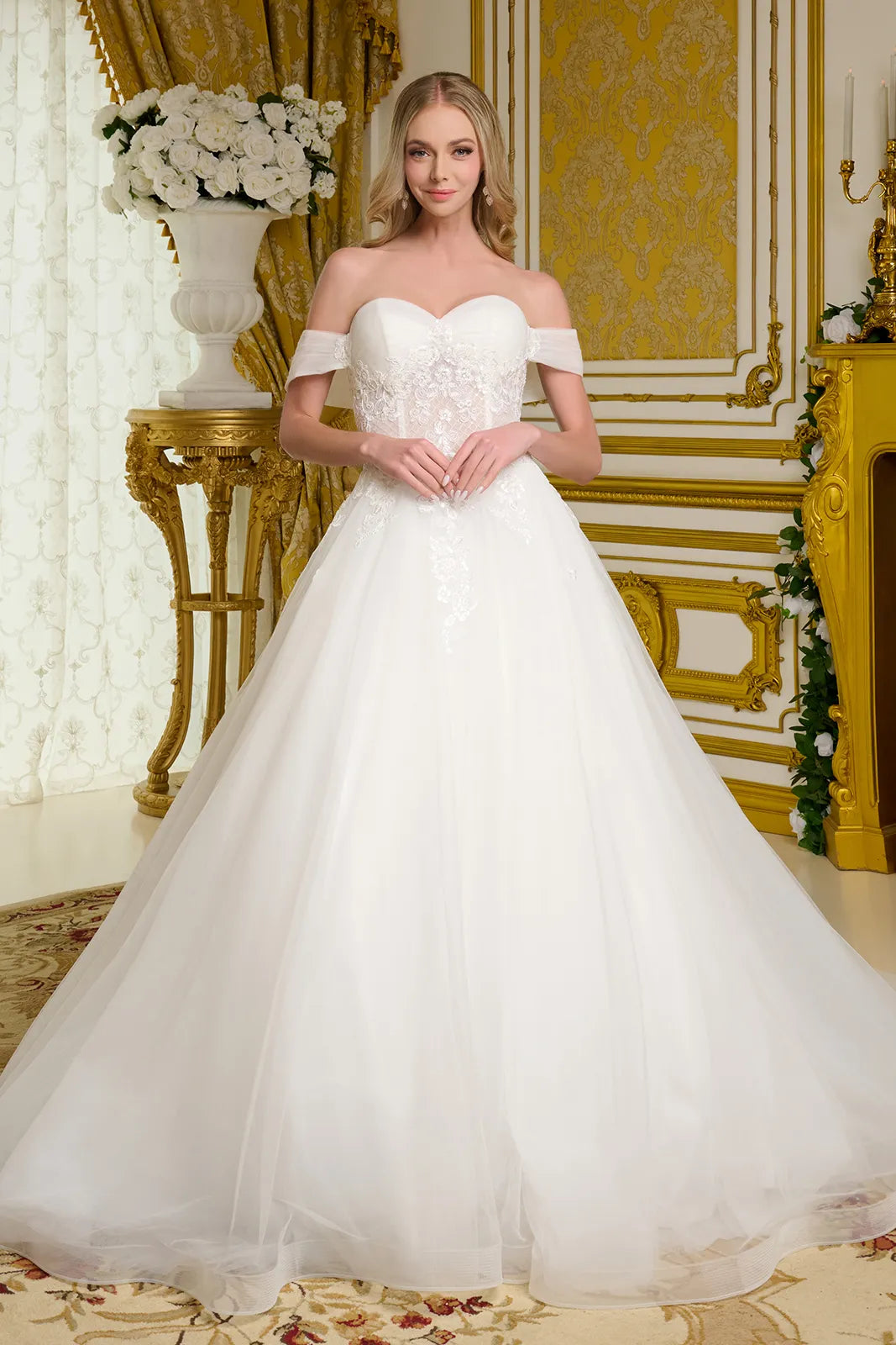 Off Shoulder Sweetheart Neckline Wedding Gown GLS by Gloria - GL3657
