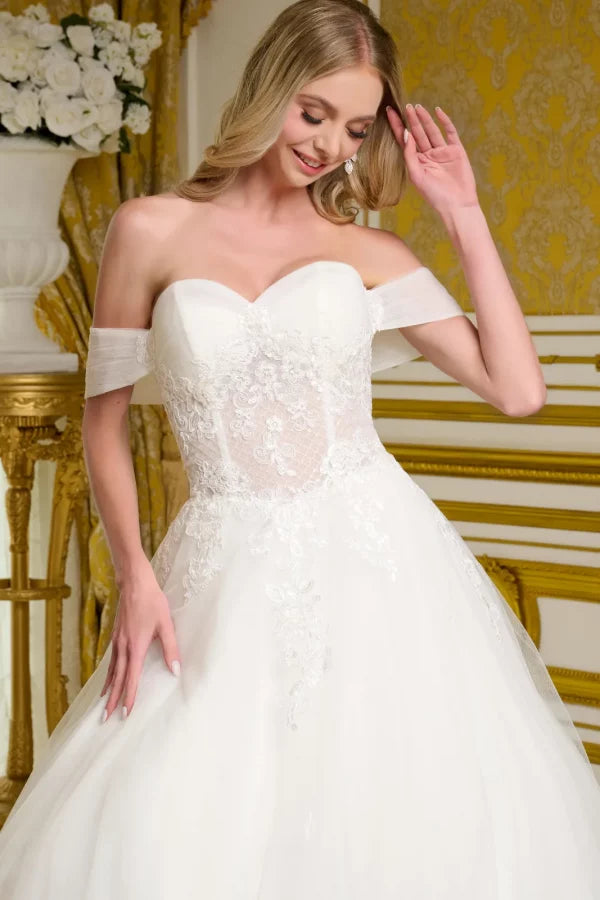 Off Shoulder Sweetheart Neckline Wedding Gown GLS by Gloria - GL3657
