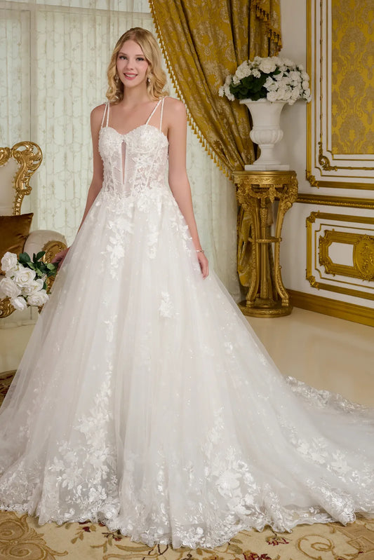 Beads Sweetheart Neckline Tulle Wedding Gown GLS by Gloria - GL3660