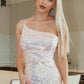 Elizabeth K - GS3093 - Sequin Straight Across Neck Cocktail Dress - Short