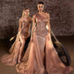 One Shoulder Glitter Tulle Leg Slit Gown by Cinderella Divine J869 - Special Occasion