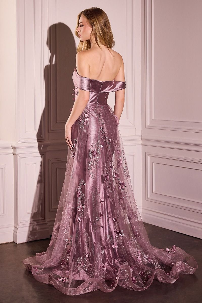 Embellished Off The Shoulder Neckline Gown By Ladivine J876 - Women Evening Formal Gown - Special Occasion/Curves