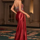 Strapless Neckline Leg Slit Gown By Ladivine J886 - Women Evening Formal Gown - Special Occasion
