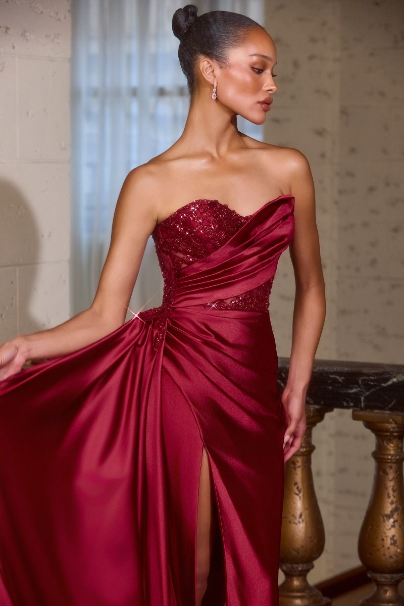 Sequin One Shoulder Neckline Gown By Ladivine J887 - Women Evening Formal Gown - Special Occasion