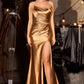 Liquid Satin Asymmetric Neck Gown By Ladivine J906 - Women Evening Formal Gown - Special Occasion/Curves