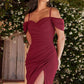 Crepe Off The Shoulder Wrap Dress by Cinderella Divine - KV1057 - Special Occasion