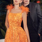 Feathered Ball Gown By Ladivine KV1076 - Women Evening Formal Gown - Special Occasion