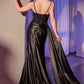 Satin Pleated Fit & Flare Sheath Gown by Cinderella Divine KV1117 - Special Occasion