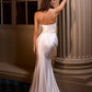 Asymmetrical Strapless Neckline Bridal Gown by Cinderella Divine KV1118W